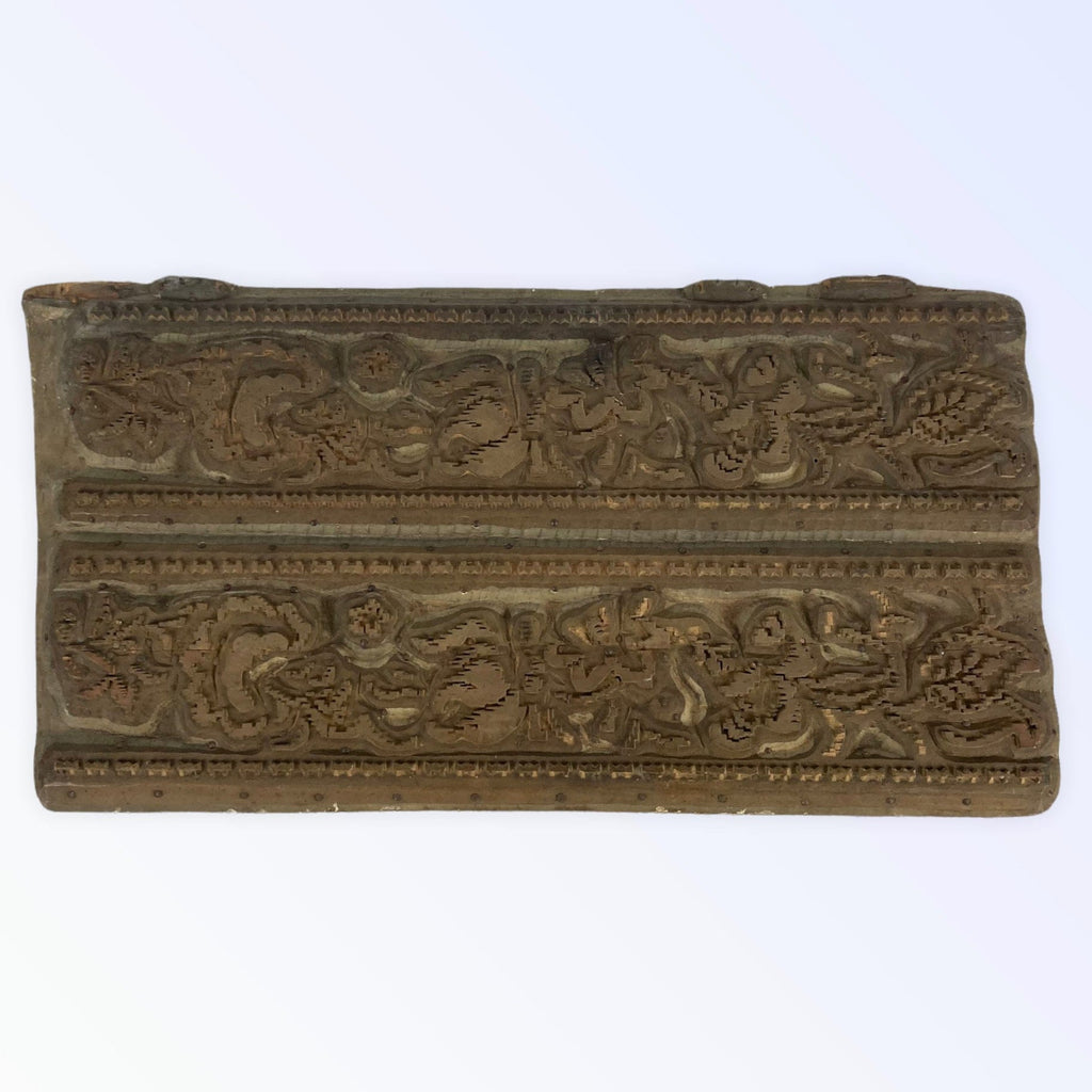 Plaque bois gravé impression à la planche XIX ème indienne soierie