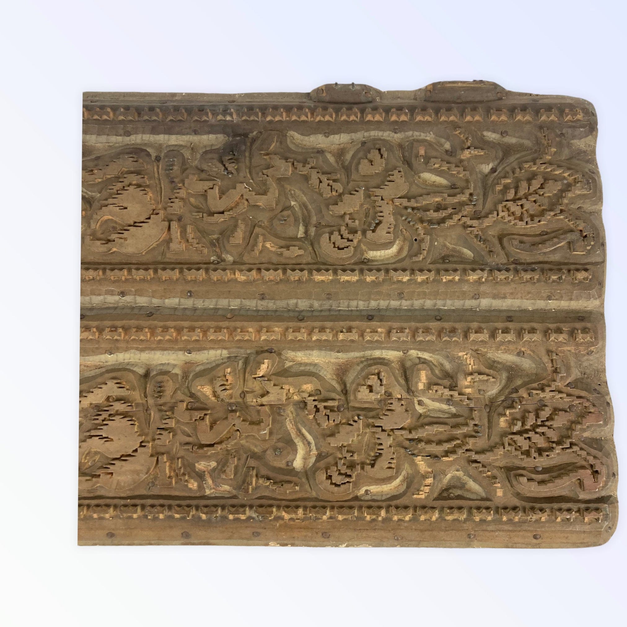 Plaque bois gravé impression à la planche XIX ème indienne soierie