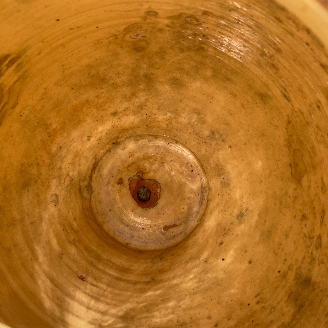Pot à confit ancien terre cuite vernissée jaune poterie