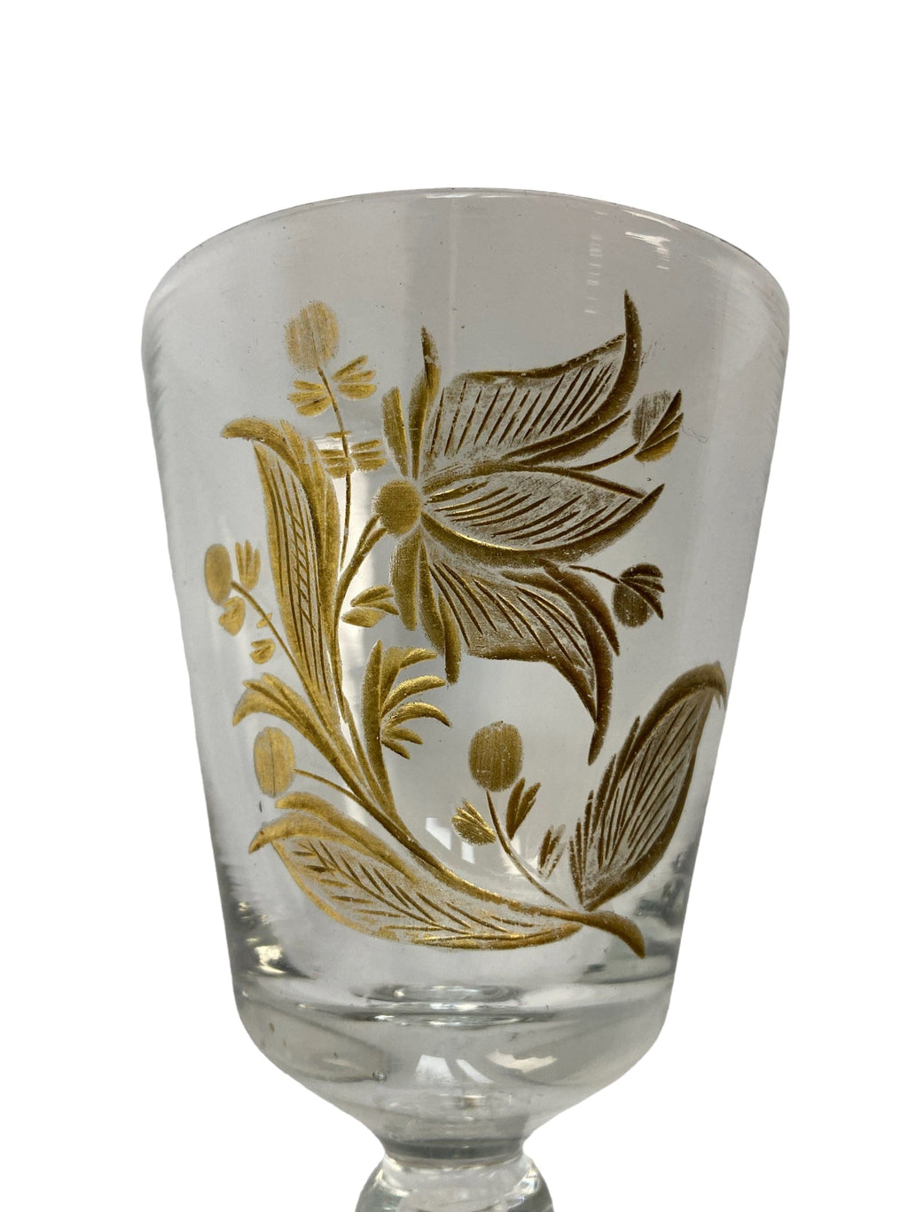 Verre à jambe XVIIIe décor floral doré DLG La Granja