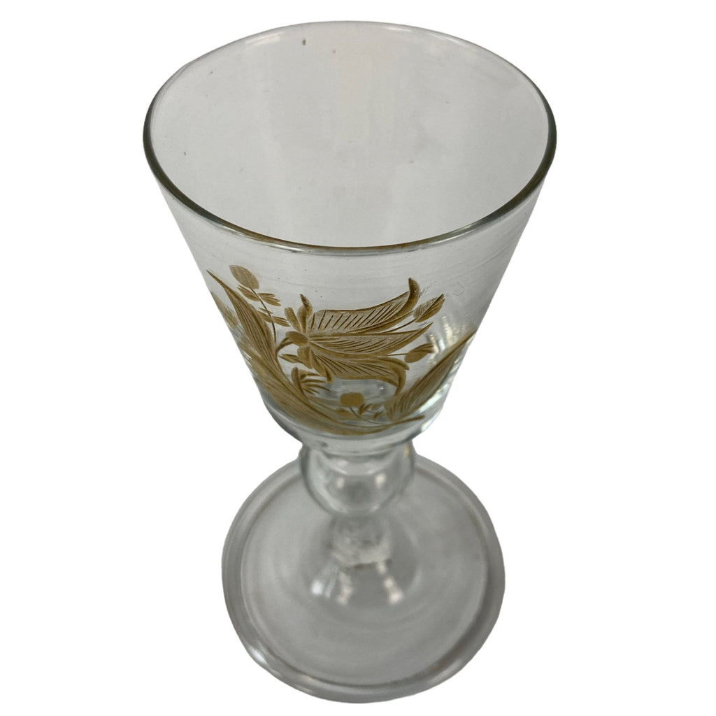 Verre à jambe XVIIIe décor floral doré DLG La Granja