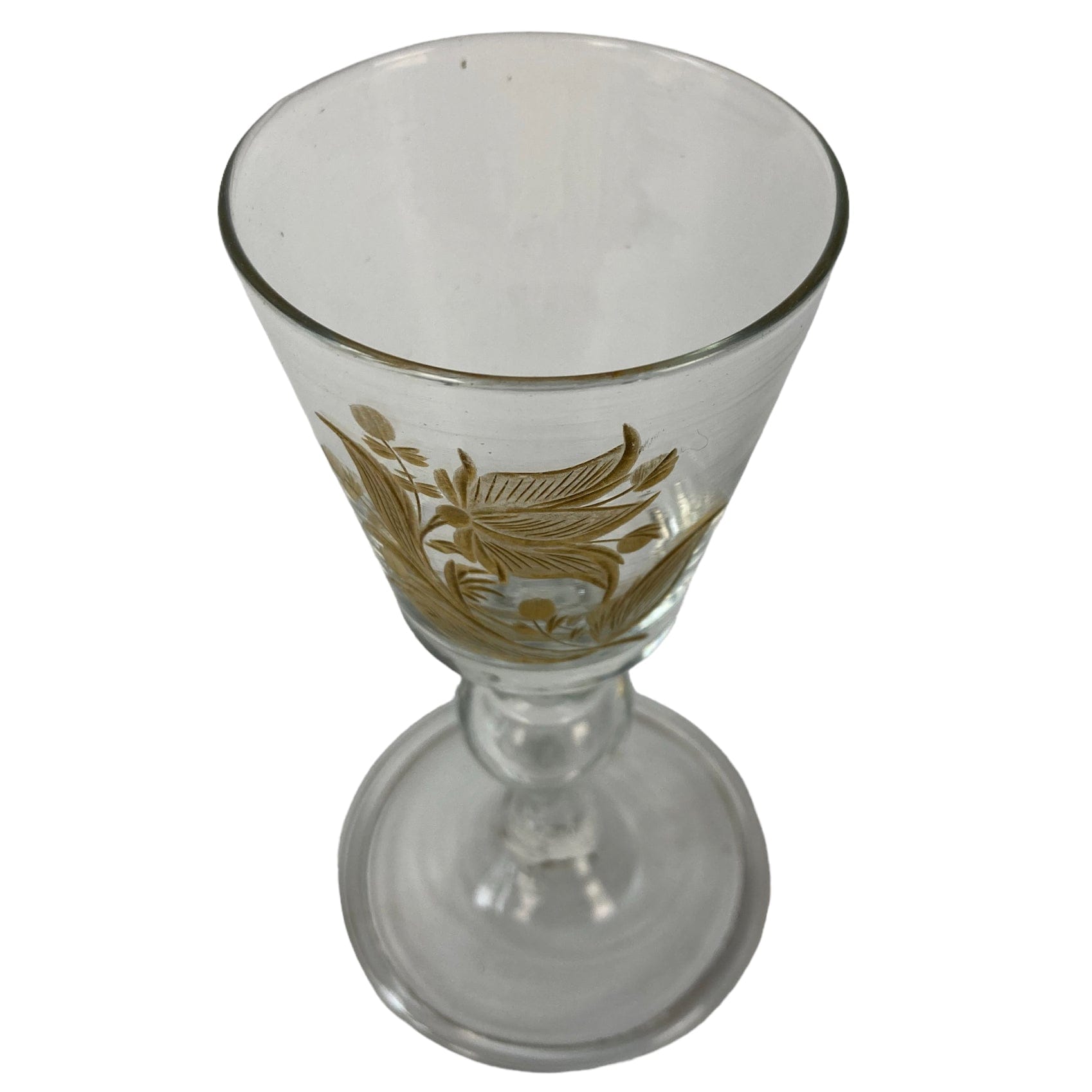 Verre à jambe XVIIIe décor floral doré DLG La Granja