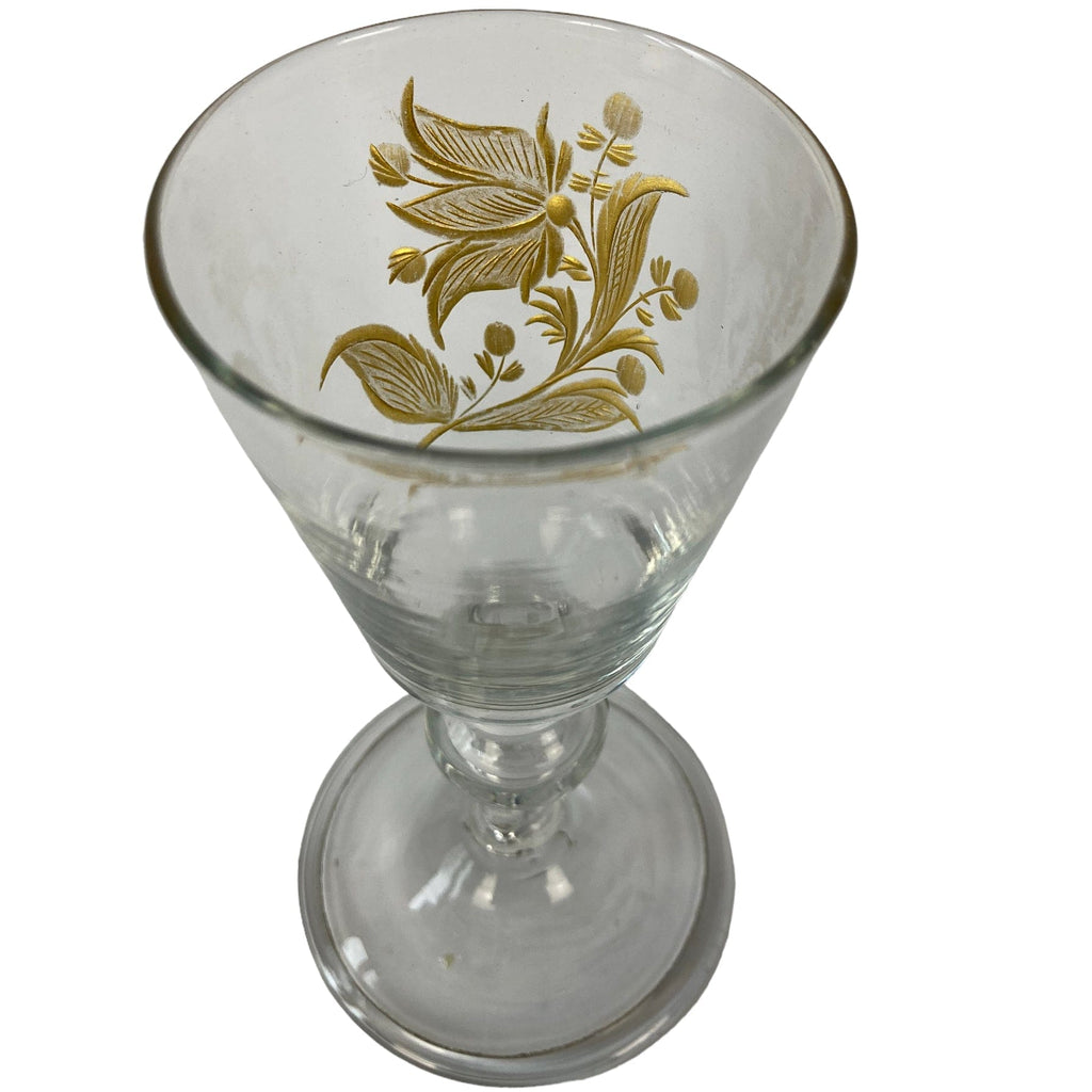 Verre à jambe XVIIIe décor floral doré DLG La Granja