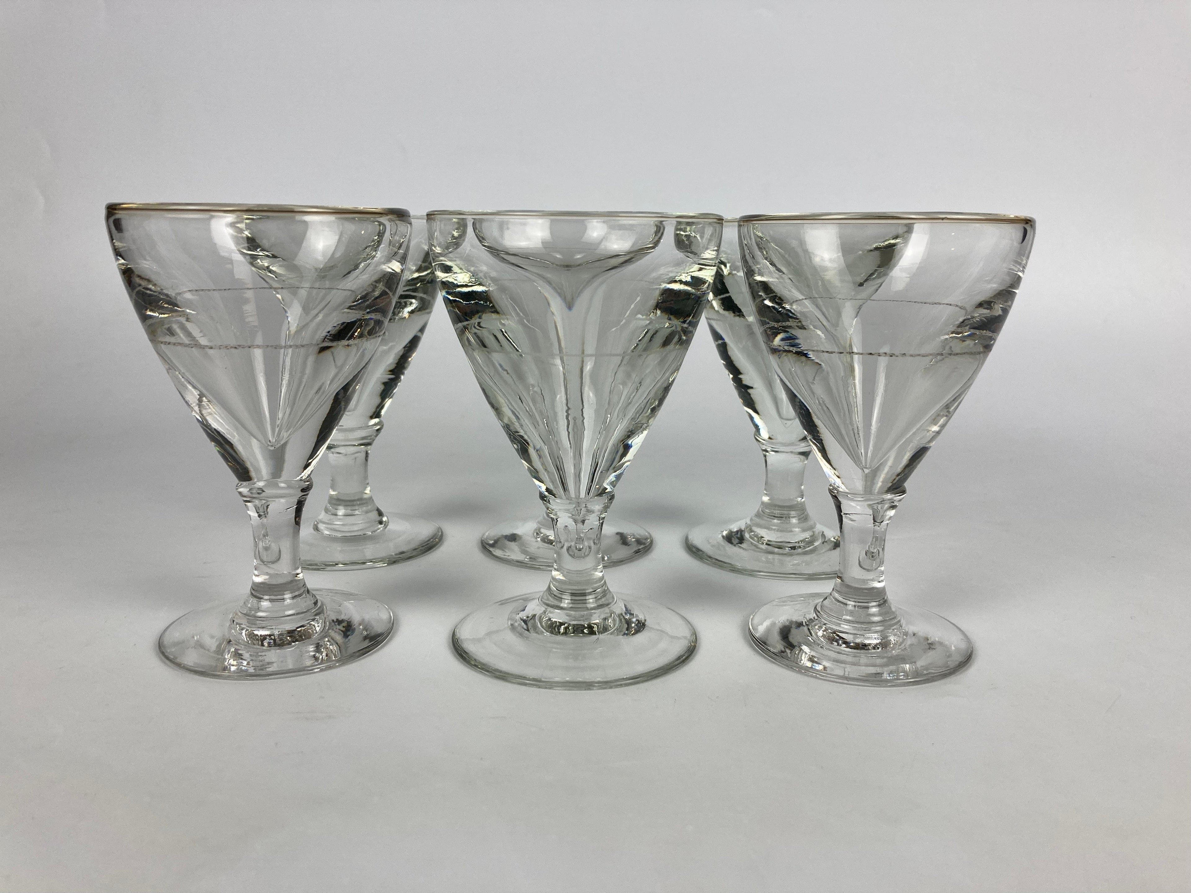 6 Verres bistrot début xxème avec trait de dose