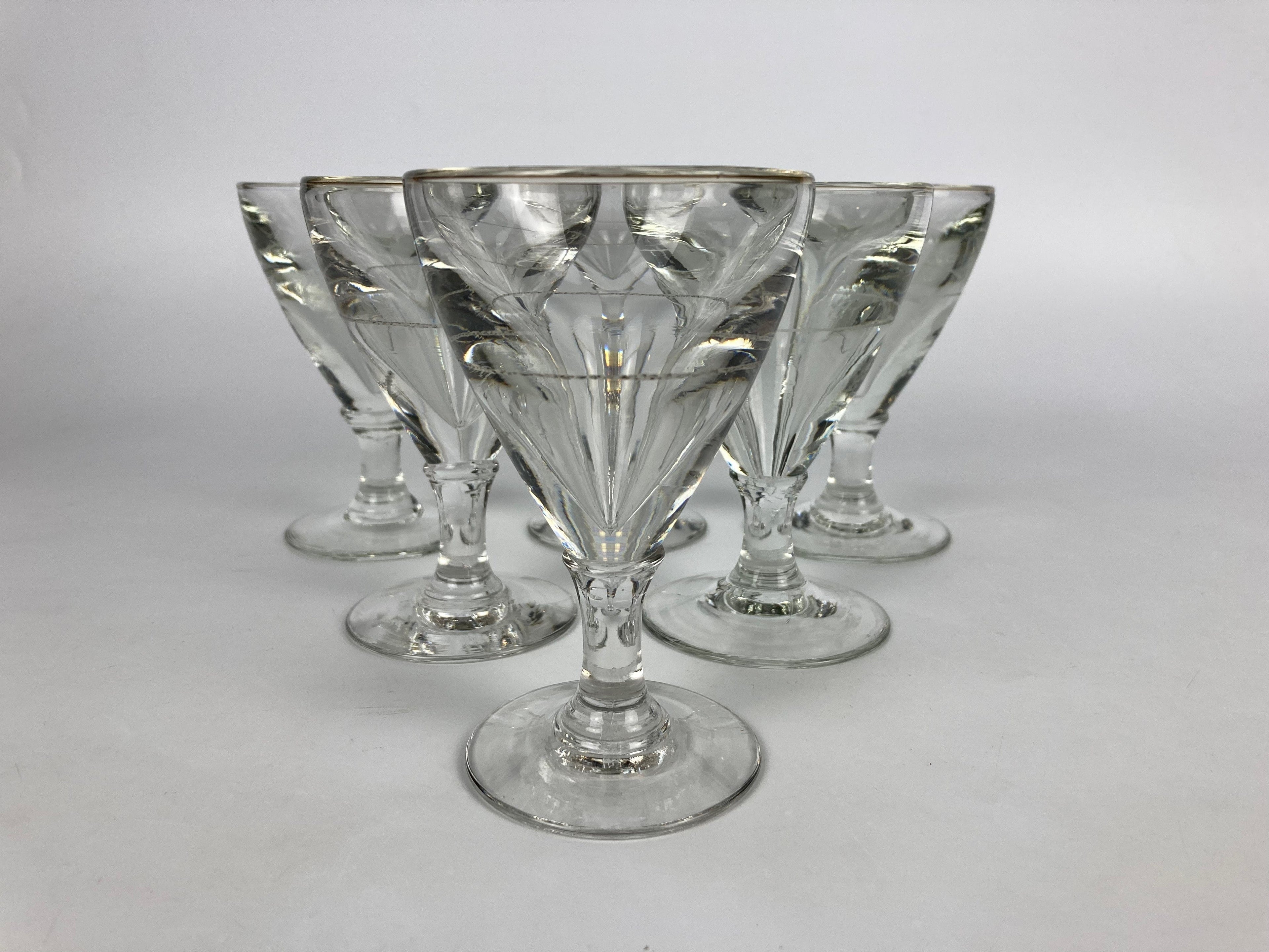 6 Verres bistrot début xxème avec trait de dose