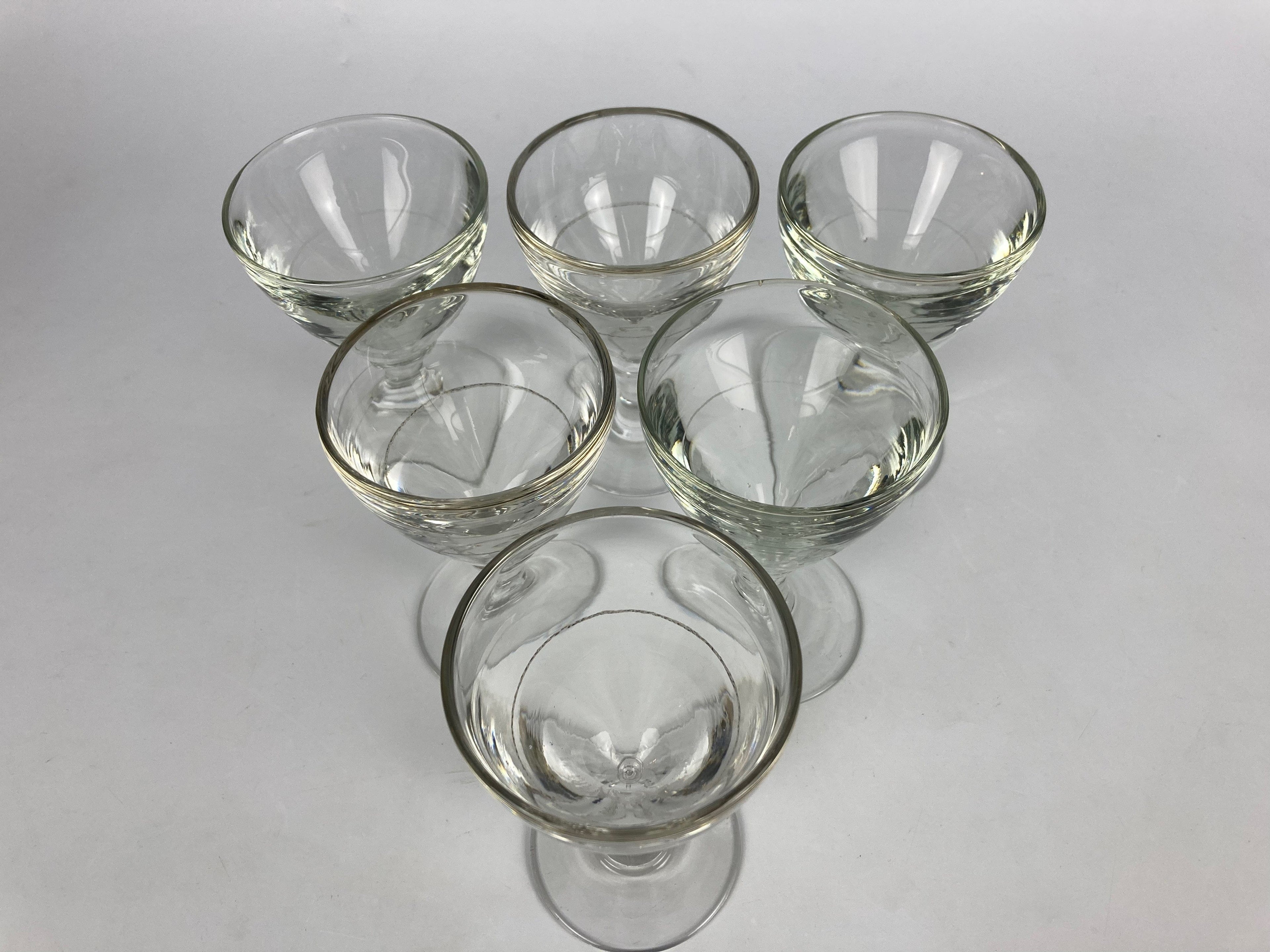 6 Verres bistrot début xxème avec trait de dose